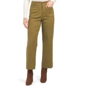 Bagatelle | Army Green Patch Pocket Cropped Wide Leg Utility Pants | Size 8